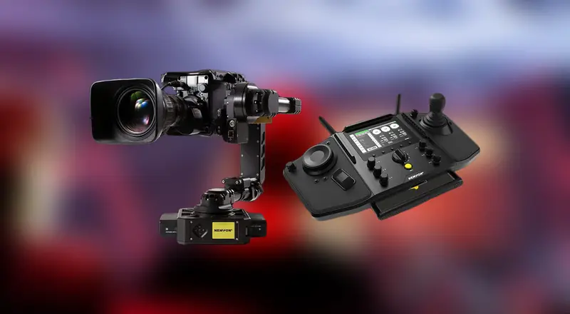 Newton S2 stabilized remote head with a broadcast camera and control panel